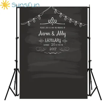 

Photocall wedding Theme Backdrops Blackboard for Photo Studio chalk Background Photography customized size Name Date