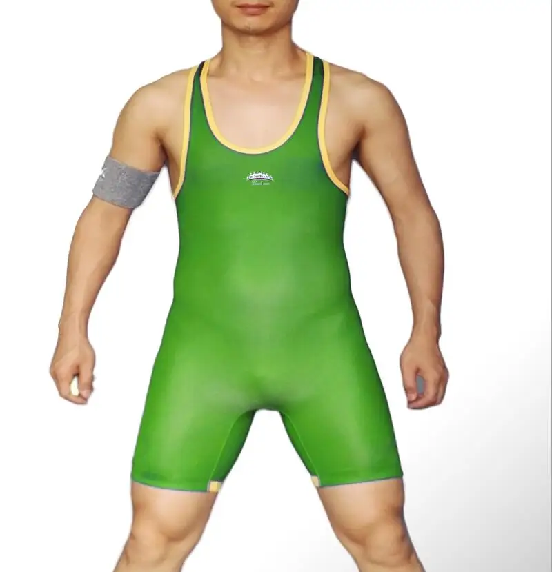 Badiace Bear Tight Wrestling Singlet Gym power weight Lifting Outfit мужские колготки цельная Экипировка для борьбы с логотипом на заказ - Цвет: Зеленый