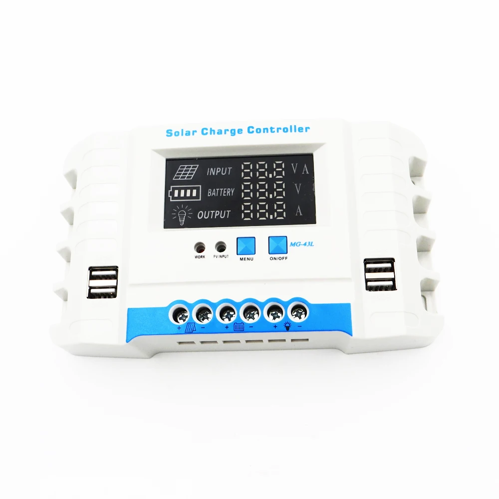 

Solar Panel Battery Charge Controller 10/20/30/40/50/60A 24V12V Auto PWM LCD Display Solar Collector Regulator USB two