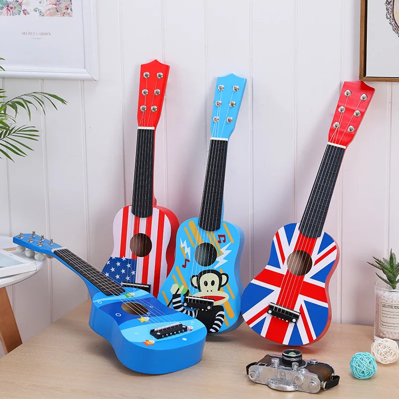 

Children's early education toy wire 6 string can play guitar wooden 21 inch ukulele enlightenment children's musical instrument