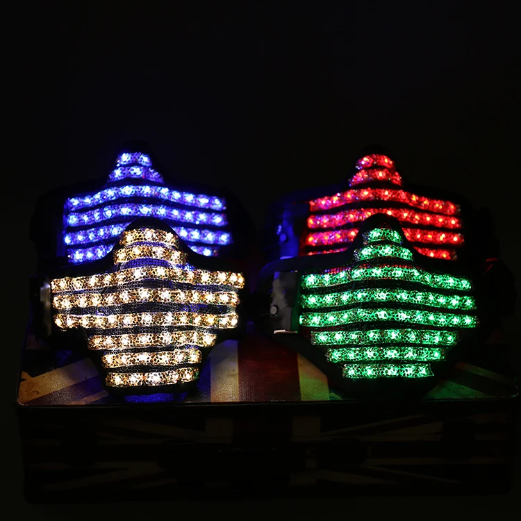 

LED Light Mask Hero Face Guard DJ Mask Party Halloween Birthday LED Colorful Masks for show