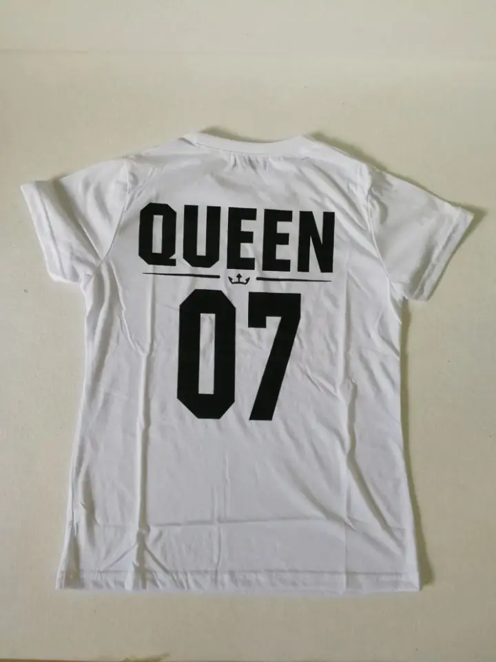 Family Look Short sleeved T-shirt Father Son Mother and Daughter Clothes 01 King Queen Prince Princess Family Matching Outfits - Цвет: Queen 07