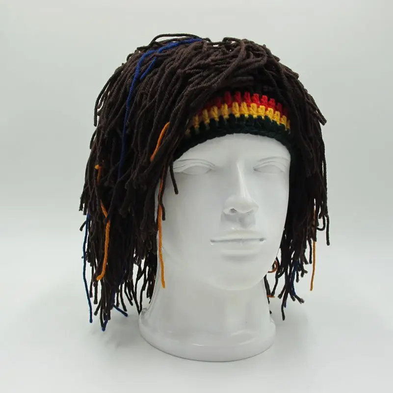 Rasta Wig Beanie мужские шапки ручной работы женские вязаные зимние теплые шапки Хэллоуин Рождественские День Рождения Подарки Забавные вечерние шапки Gorras