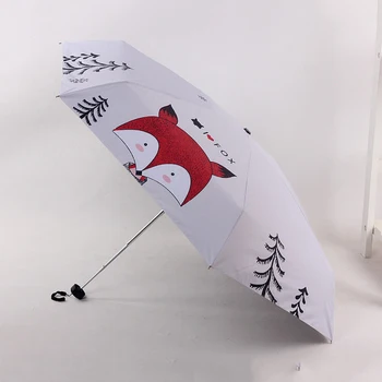 

Portable Mini Pocket Umbrella Rain Women Cute Cartoon Fox Five Folding Sun Umbrella Men Children Parapluie Sunny/Rainy Parasol