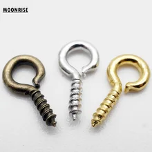 100 шт./лот, маленькие винтовые крючки с застежками, булавка для глаз для подвески, серебряные крючки с ушками, подходят для просверленных бусин, сделай сам, для изготовления ювелирных изделий HK001