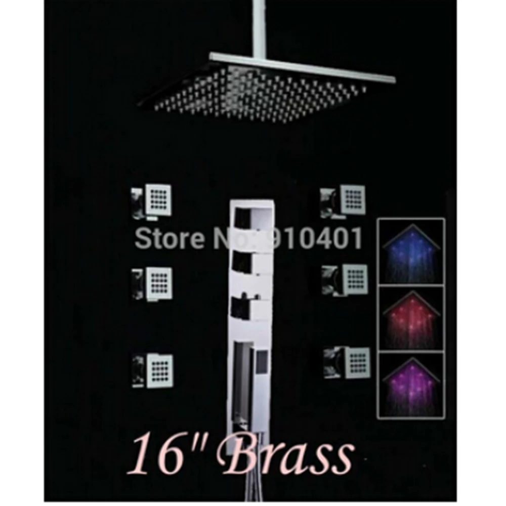 

Uythner Wholesale And Retail Promotion Large 16" LED Shower Head Thermostatic Valve Body Jets Sprayer Hand Shower Mixer Tap