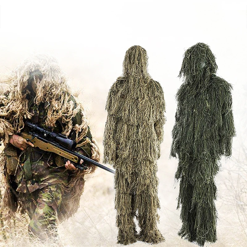 3D камуфляж SWAT костюмы для мужчин охота Ghillie лесной одежды Военный Тактический