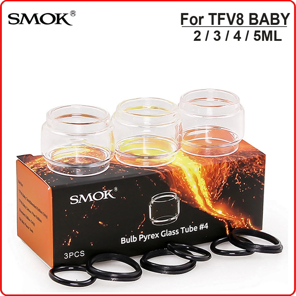 

Original SMOK TFV8 Baby Tank Standard EU Pyrex Glass Tube Accessory Window Replacement Seal o ring for V8Baby Atomizer Vaporizer