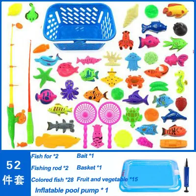 Горячая Детская рыболовная игрушка для бассейна набор магнитное весло для рыбалки детские головоломки лучший подарок для вашего ребенка - Цвет: 52 piece sets