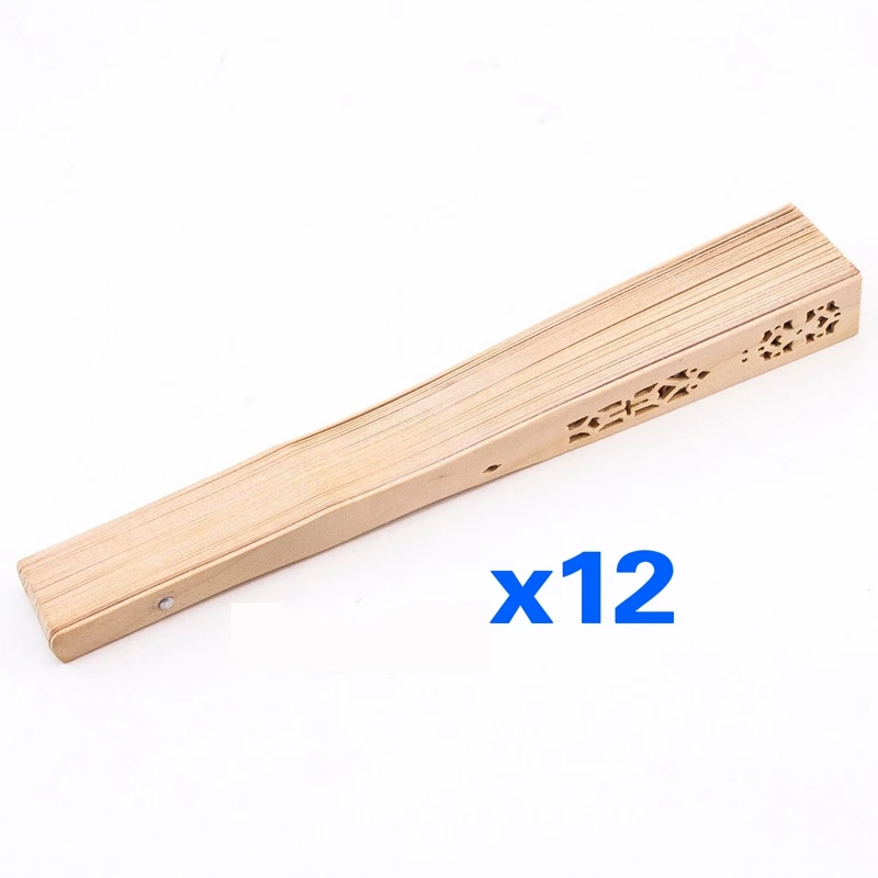 

Summer Vintage Folding Bamboo Wooden Carved Hand Fan Wedding Bridal Party