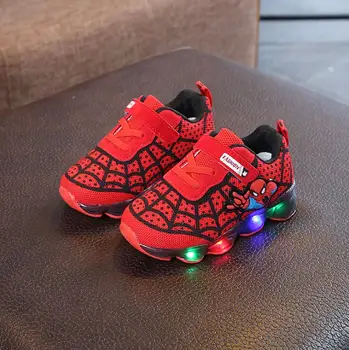 

New Autumn Spring Children Shoes Spiderman Flash Light Sports Sneakers Shoes for Kids Children's LED Sneaker Boys boots Girls