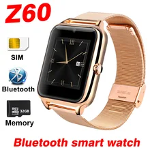 ФОТО Smart Watch Z60 Bluetooth Smartwatch  Android IOS Apple Mobile Phone Stainless Steel SIM TF Camera Pedometer Smart band A1 V9