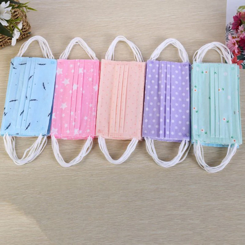 

10Pcs Child Kids Disposable Anti Dust Mouth Mask Cartoon Printed Disposable Non-Woven Medical Earloop Respirator Cover