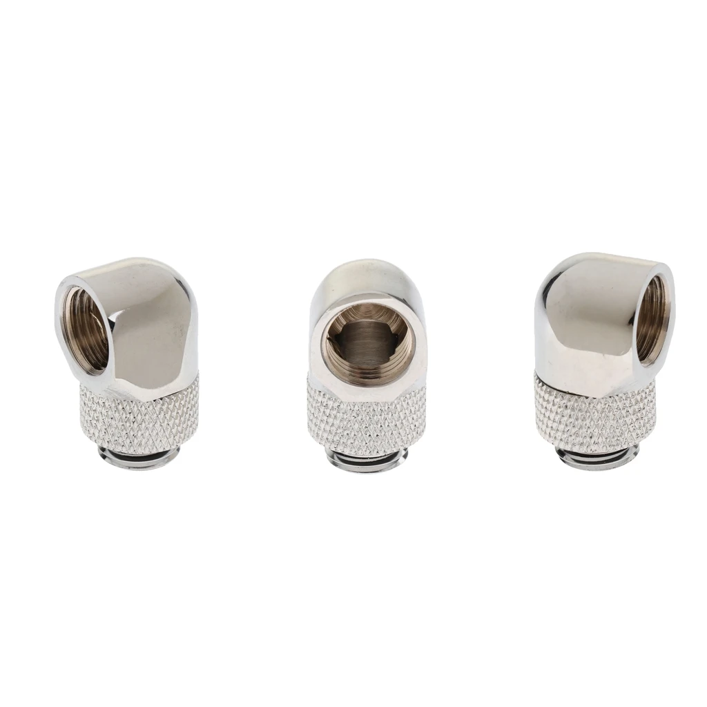 Barrow Brass G1/4 Inches Thread 90 Degree Rotary Joint Fitting Adapter Silver - 3Piece