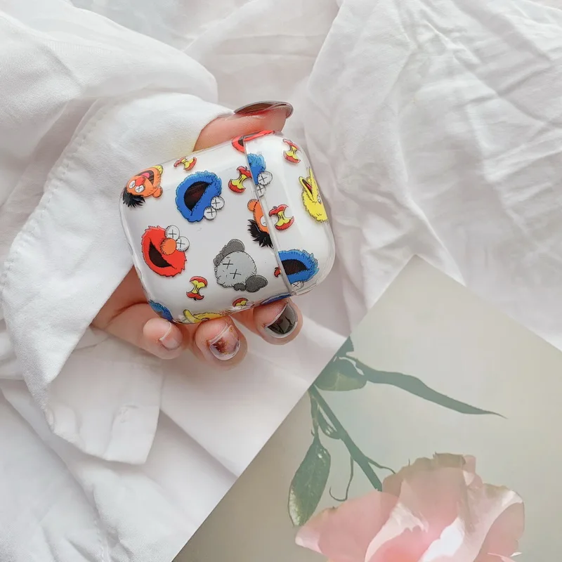 

Transparent case for Airpods lovely sweet sesame street cartoon perfect design for Apple Airpods2 bluetooth earphone case