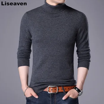 

Liseaven Fashion New Men Sweaters High Neck Pullover Sweater Casual Tops Solid Color Long Sleeve Sweater