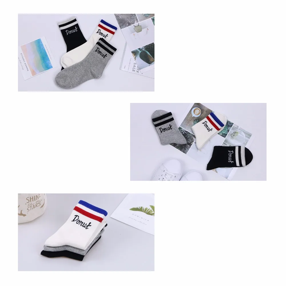 Vihir женские спортивные гольфы удобные с буквенным рисунком хлопковые уличный беговой носки для кемпинга 3 пар/упак