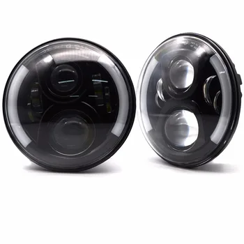 

Safego 7 Inch Round High Low Headlight with Amber Signal Halo Ring Angle Eyes for 97-15 Wrangler JK TJ Harley Davidson