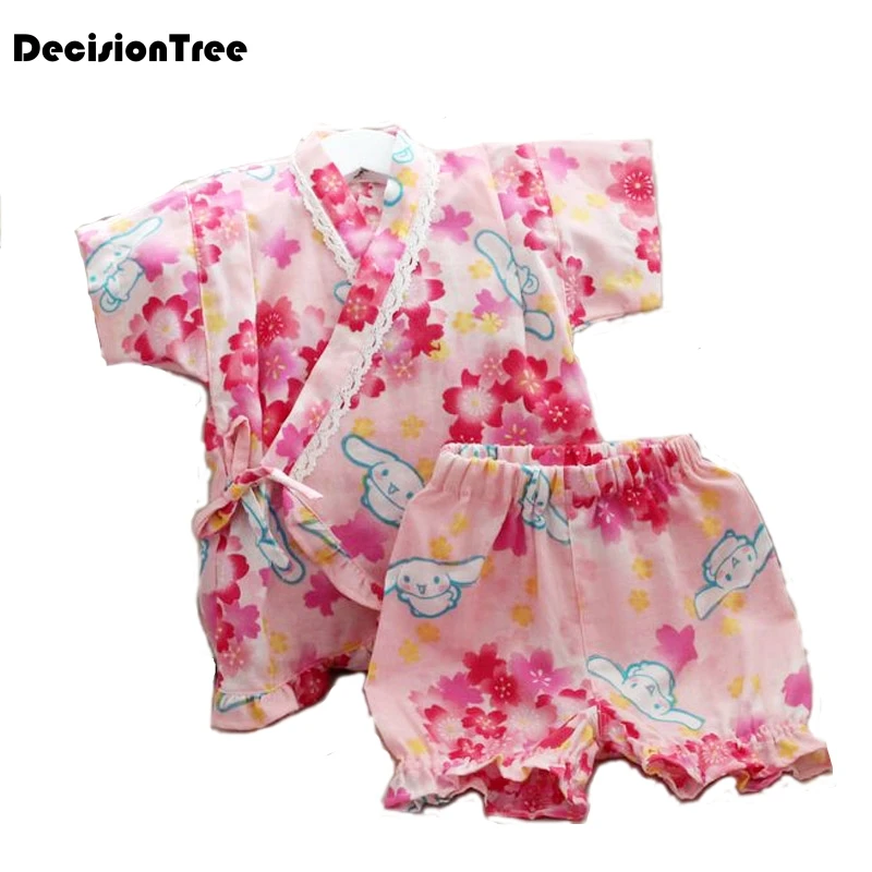 

2019 new cotton japanede kimono sleepwear girls clothes kimono short sleeve children printed kimono pajamas set Yukata clothes