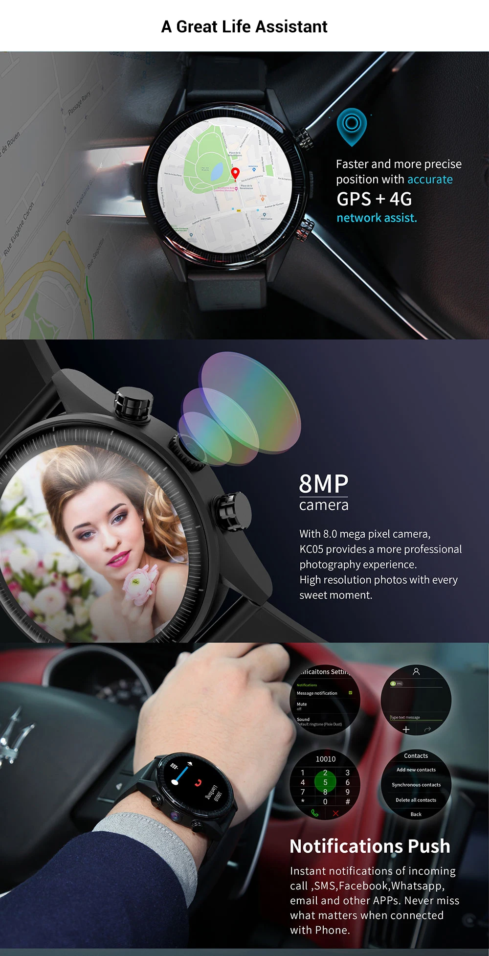 Все круглый экран mi/smart часы для мужчин 4G Smartwatch для мужчин gps Wi-Fi SIM частота сердечных сокращений водонепроницаемый шагомер 1 г бег 16 г памяти