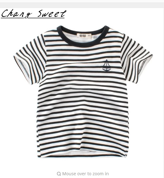 

2019 cotton boy T-shirt children summer print striped T-shirt girls wear clothes short-sleeved shirt T-shirt