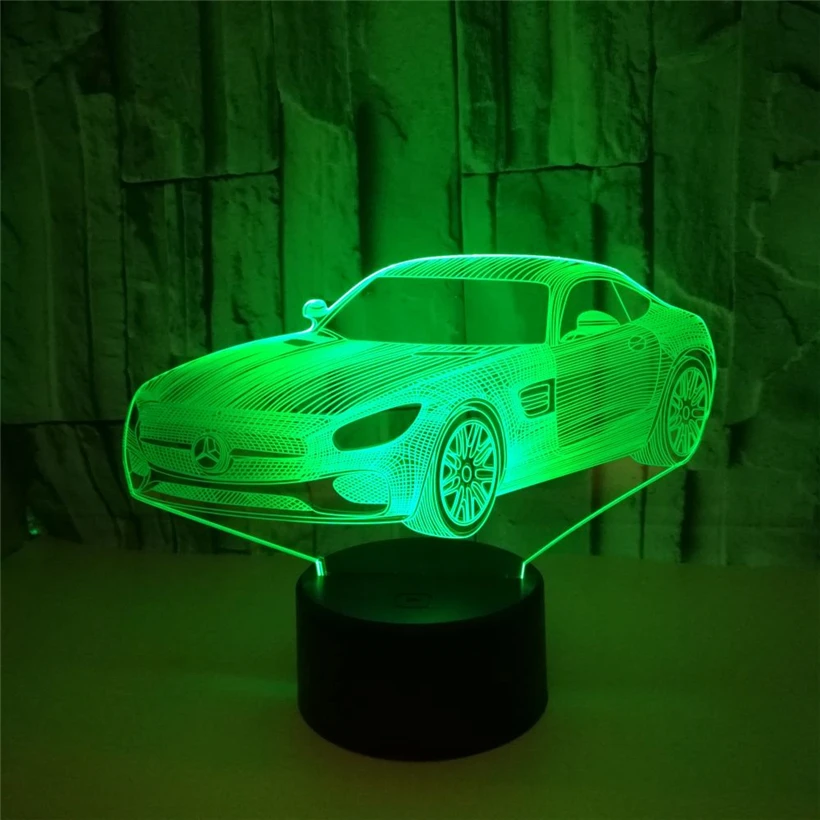 2018 удивительная 3D визуальная модель автомобиля Benz ночник 7 цветов изменение