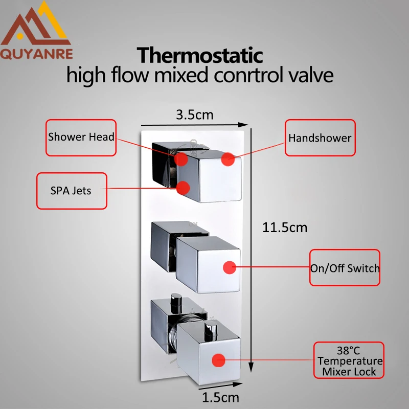 quyanre wanfan frap gappo LED Thermostatic In Wall Mount Shower Faucets Set Brass Shower Head Thermostatic Mixer Tap Handles 6pcs Massage Jets Bath Shower4