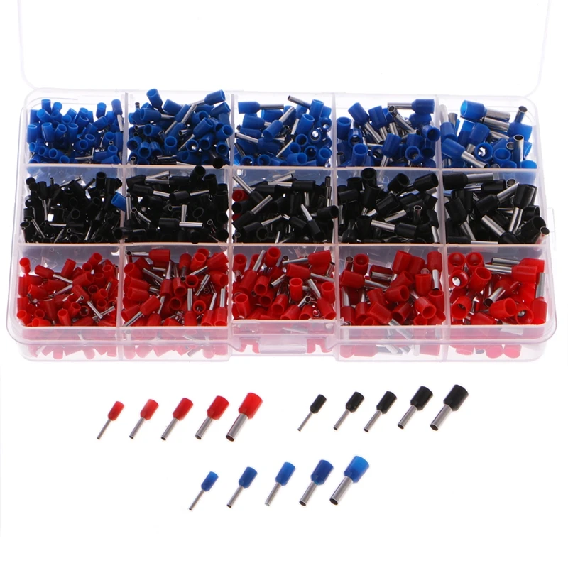 

1065 Pcs Insulated Cord End Terminal Bootlace Cooper Ferrules Kit Set Wire Copper #0604