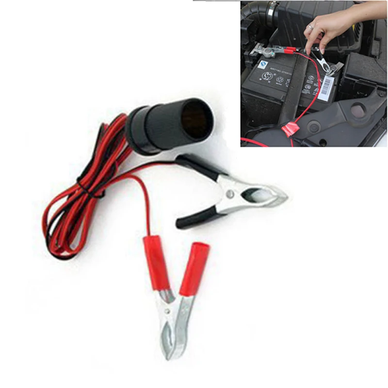 

1.5M 12V Auto Car Boat Battery Emergency Combine Cable Terminal Clip-on Cigarette Lighter Socket Power Extension Cord