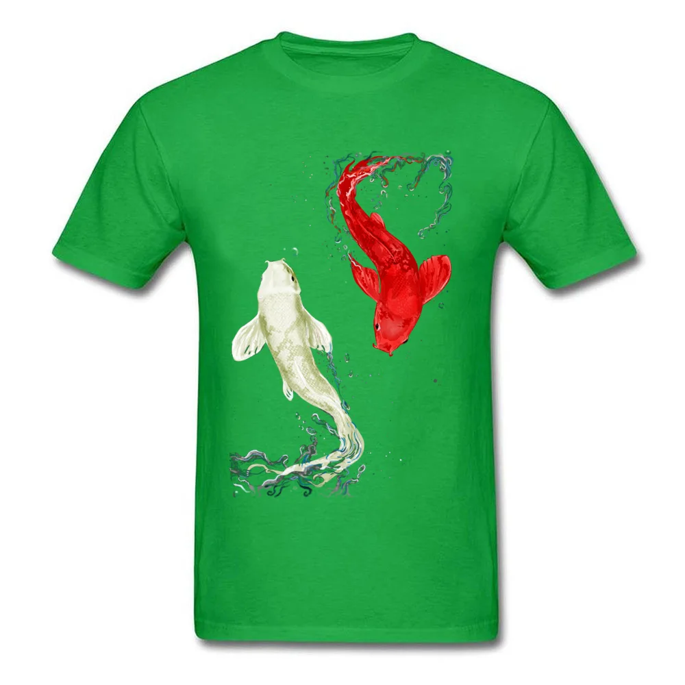 Koi Fishes T-Shirt Short Sleeve cosie Slim Fit Men Mother Day Tops Tees cosie Tshirts Round Collar All Cotton Wholesale Koi Fishes green