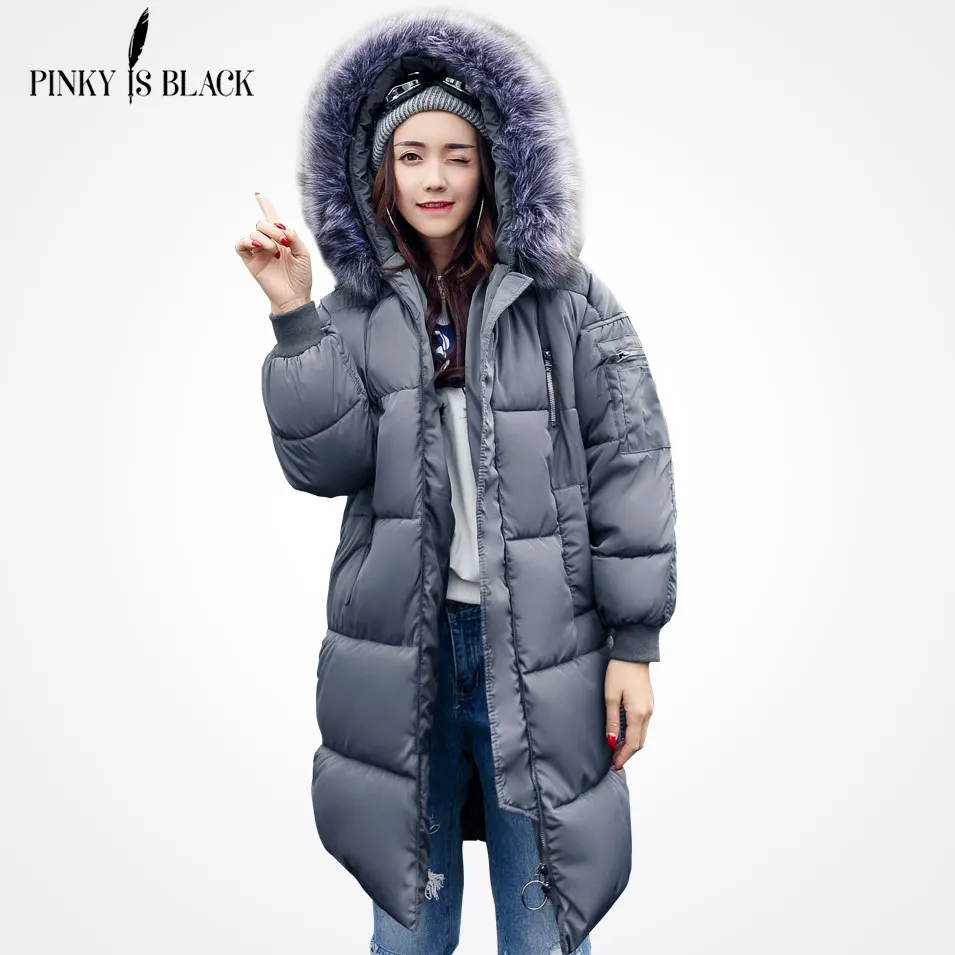 

Pinky Is Black 2017 New Woman Parkas Winter Jacket Women Coat Large Fur Warm Women Coat Outwear Loose Style Lovers Winter Coat
