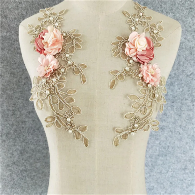 

Fine Lace Fabric Trim Sew On Dress Clothing Applique Motif Blouse Sewing on embroidered DIY Craft Neckline Collar Costume Decor