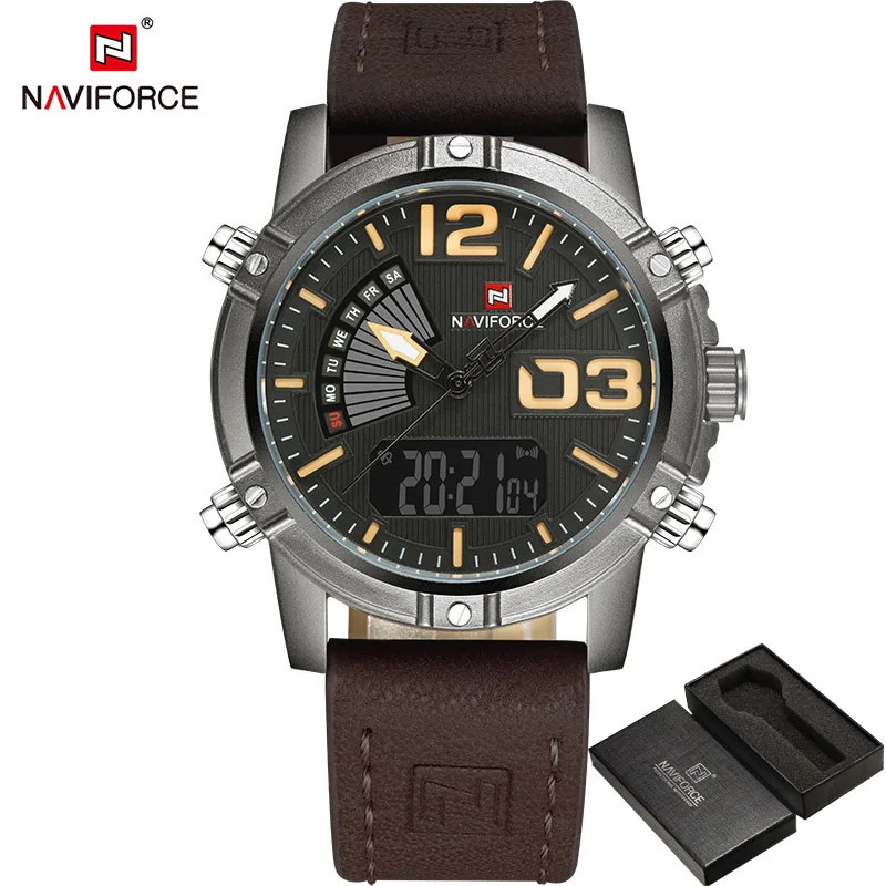Часы наручные NAVIFORCE Мужские кварцевые цифровые модные роскошные брендовые