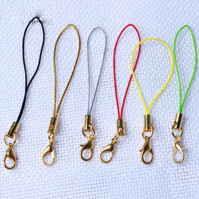 

Mobile Case Strap Lariat Lanyard Gold/Silver Lobster Clasp Cell Phone Cord Hang Rope Key Chain Charms Finding Connector Ring DIY