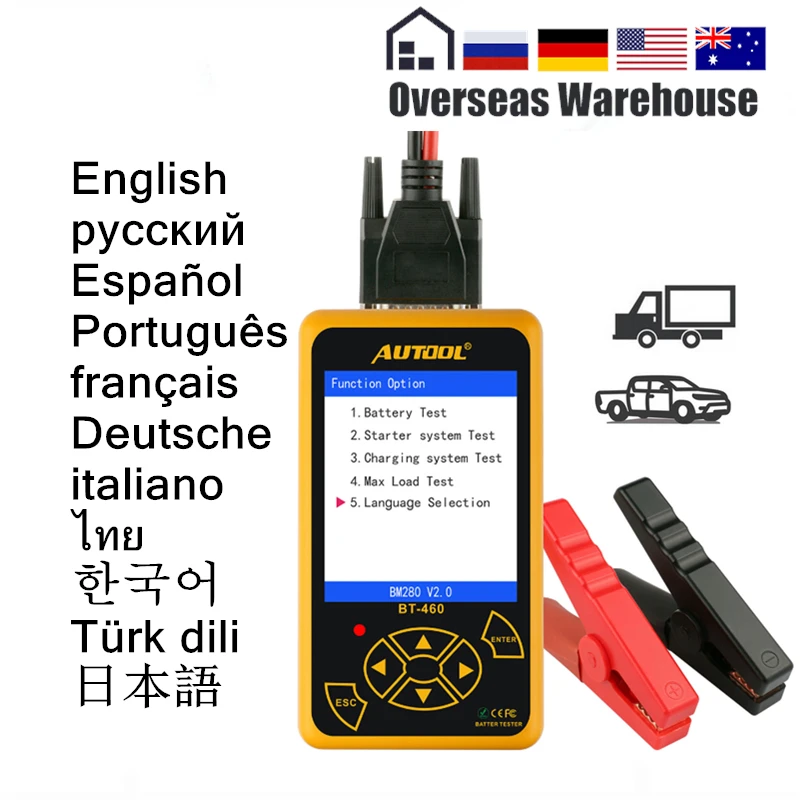 

AUTOOL BT460 Car Battery Tester 12V 24V Digital Diagnostic Tool Analysis Instruments Lead-acid CCA AGM GEL Auto Battery Analyzer