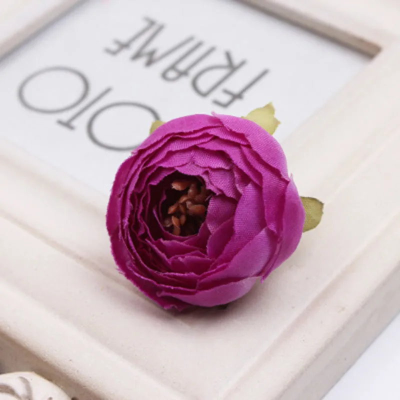 10pcs/lot 5cm Mini Rose Peony Head Silk Artificial Flower For Wedding Home Decoration DIY Wreath Scrapbook Gift Box Craft Flower 