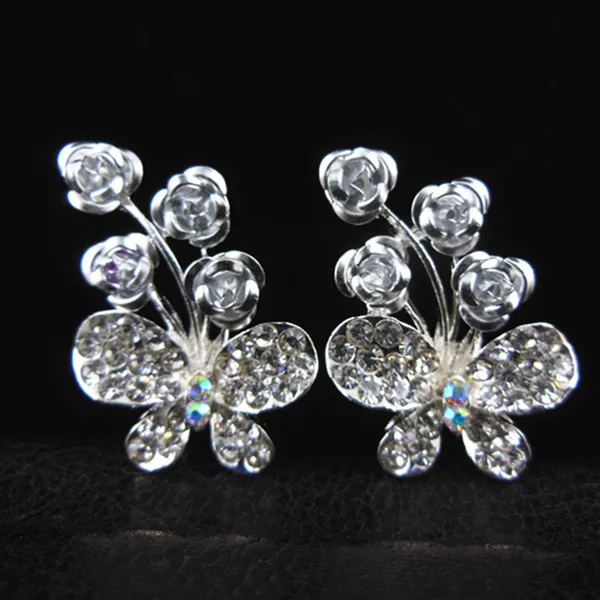 

30 Pcs Rose Flower Butterfly Crystal Rhinestone Wedding Prom Bridal Hair Pins