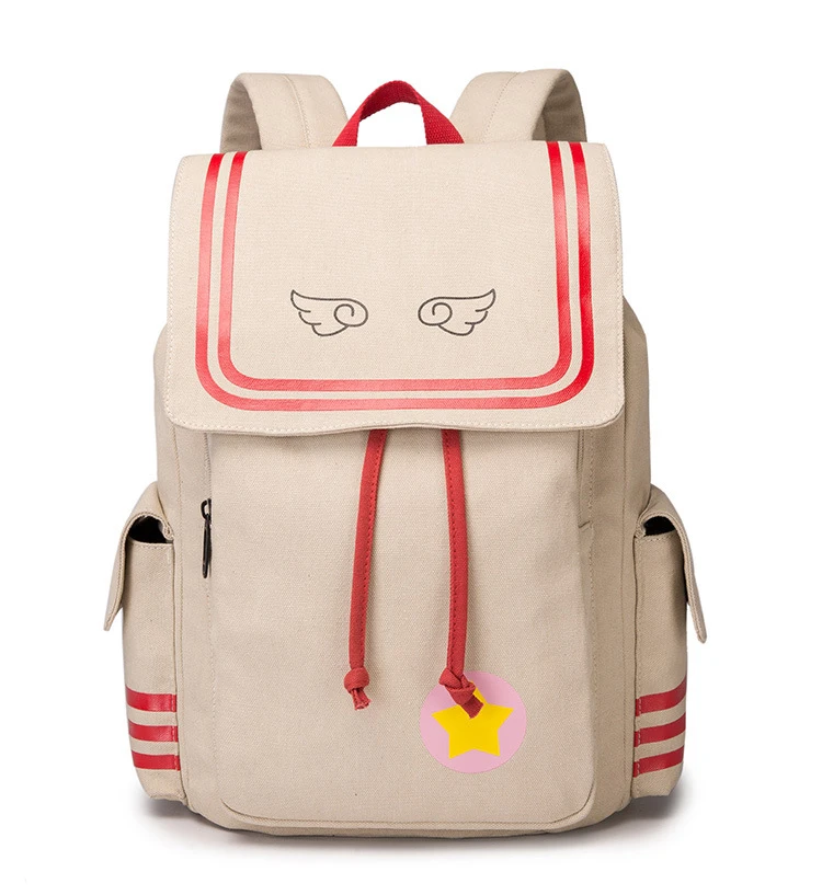 

Anime Cardcaptor Sakura Cosplay Backpack Student Canvas Drawstring Shoulder School Travel Bag Rucksack Laptop Gift Women Girl