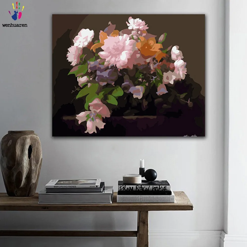 

DIY Painting by numbers Flower arrangement, oil painting picture coloring paints by numbers with kits for wall decor