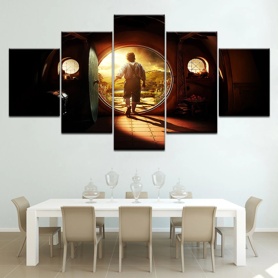 

The Hobbit An Unexpected Journey 5 Piece Canvas Wallpapers modern Poster Modular art painting for Living Room Home Decor