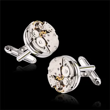 

High-end Watch Movement Cufflinks For Immovable Steampunk Gear Watch Mechanism Cuff Links French Cuff links Nail Sleeve Button