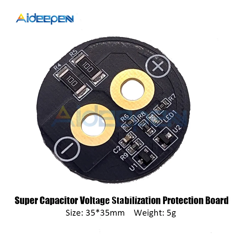 

2.5V-3V 360-700F Super Farad Capacitor Balance Board Super Capacitor Protection Board Diameter 35mm for Screw Feet