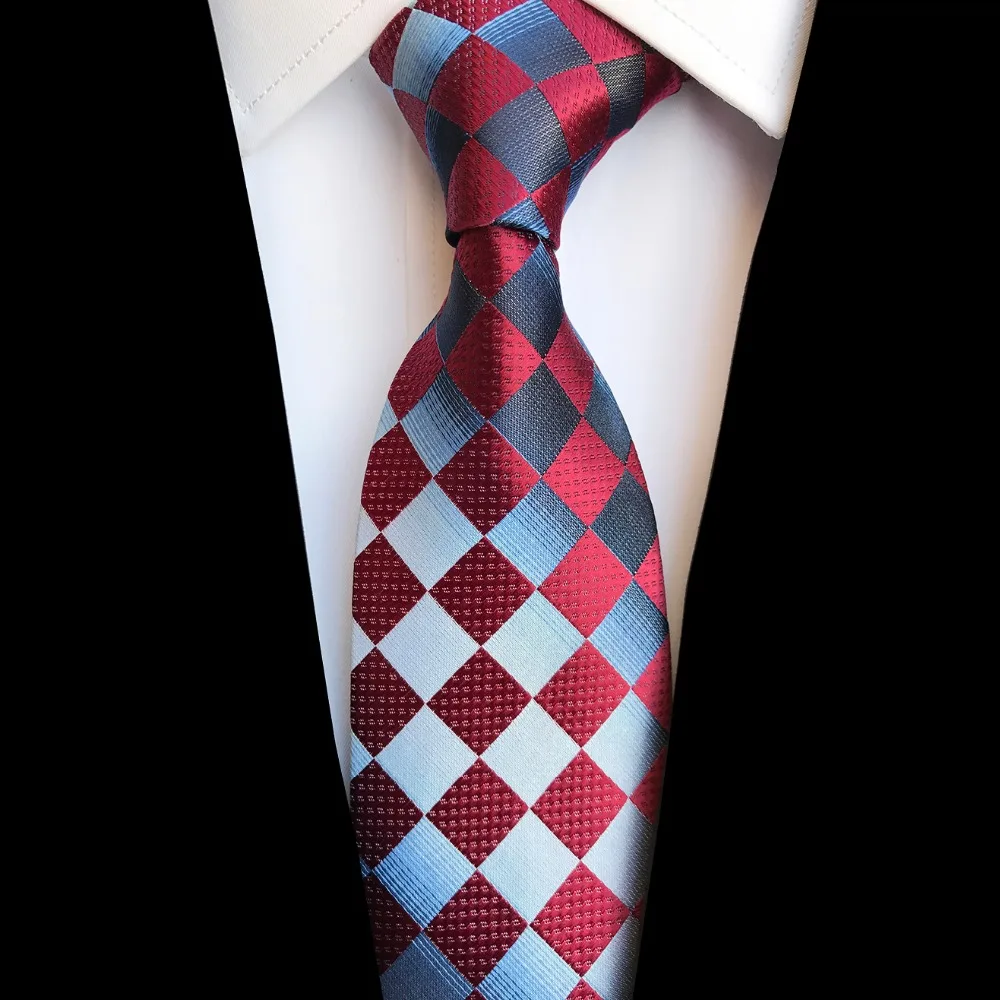 Ricnais Fashion Plaid Tie Silk Jacquard Woven Wedding Tie for Men Striped Gradient Blue Red Green Necktie Suit Party Gravatas
