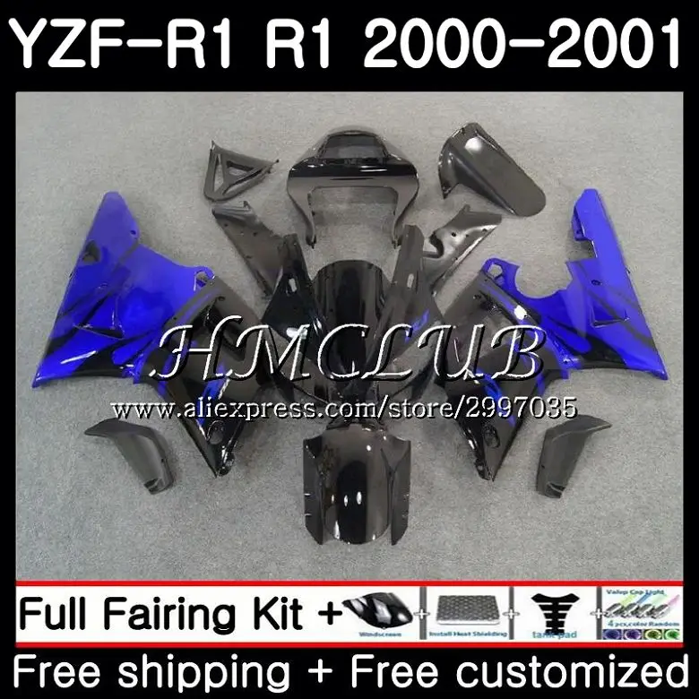 Корпус для YAMAHA ZF 1000 YZF-1000 YZF R1 2000 2001 рамка 19HC. 6 YZF-R1 YZF R 1 00 01 YZF1000 YZFR1 00 01 Обтекатели голубого цвета, с бесплатной доставкой пламя - Цвет: No. 1