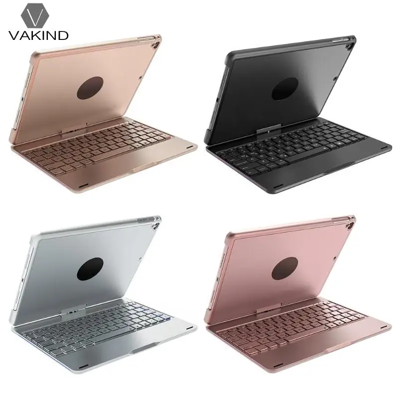 

VAKIND Portable Rotating Wireless Bluetooth Folding Keyboard Waterproof PC Tablet Accessories w/Backlight for iPad 9.7