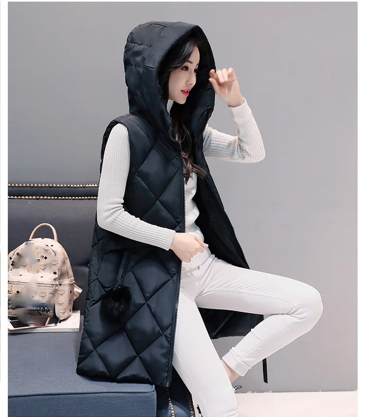 Red black D'hiver brown Femmes Automne Taille Mince Pure Et Grande Nouvelles Couleur Mode 2019 Longues Coton wine Wyt109 Capuchon Gilet Green À De Gray army Swx41HW