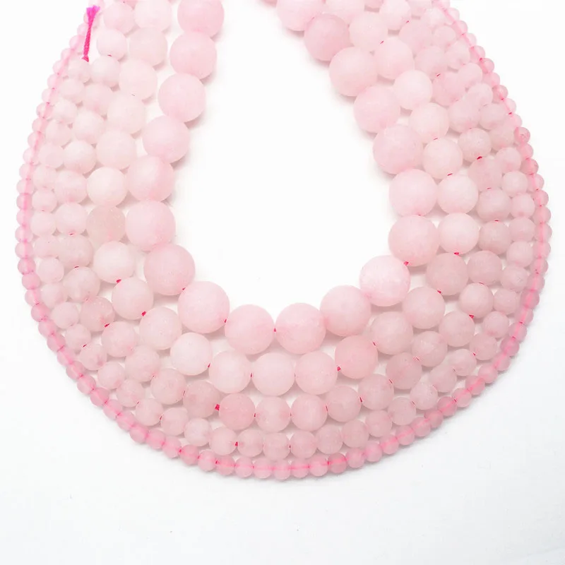 Натуральный матовый розовый кварц драгоценный камень круглый свободный шарик розовый кристалл для изготовления ювелирных изделий 1 нитка 4 мм 6 мм 8 мм 10 мм 12 мм