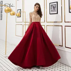 ADLN Винтаж красное вечернее платье Длинные зимние сапоги с роскошными кристаллами и Праздничное платье с рукавами элегантные атласные Vestido