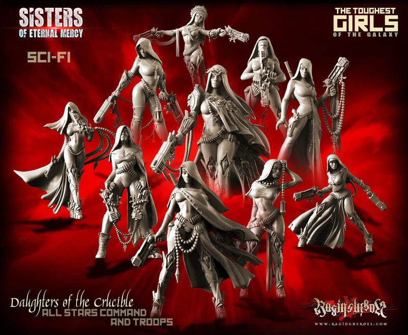 

[Loong Way Miniatures] Raging Heroes Daughters of the Crucible Pack (Sisters SF) 35mm Resin Miniature