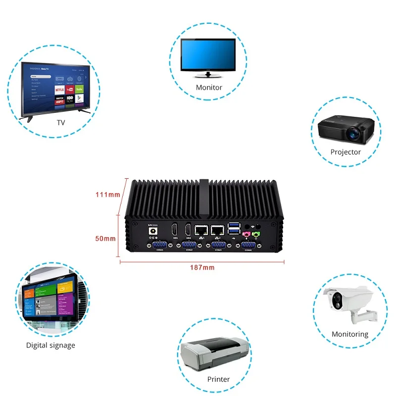 Intel Core I5 4200U Mini PC компьютер Windows Linux 2 Lan 6 Com Серийный порт x86 однобортный без